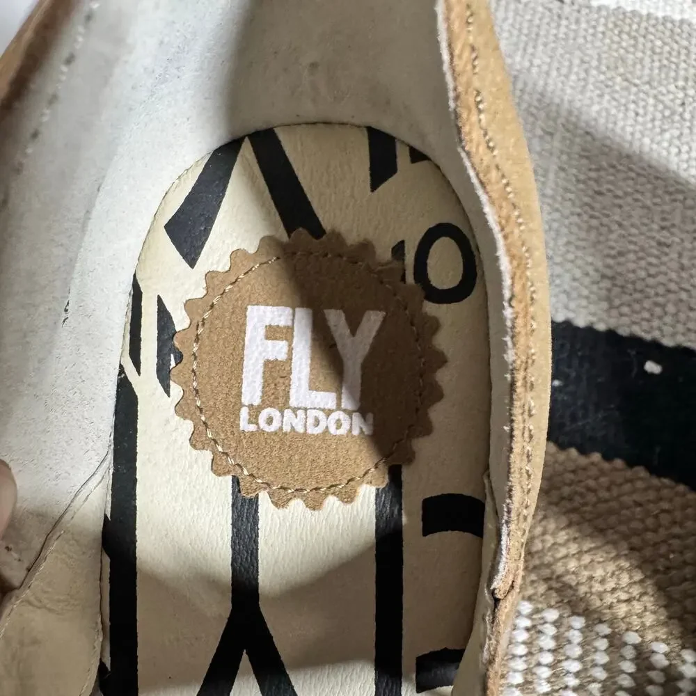 FLY London Beige/Tan Suede Lace-Up Low Wedge Heels: Size 9 / 40 - Picture 5 of 9